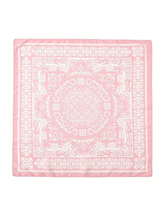 1Pc Simple Printed 70Cm Square Scarf, New Spring Bandana for Women, Versatile Waist Belt Accessory, Headband, Fashion Neckerchief