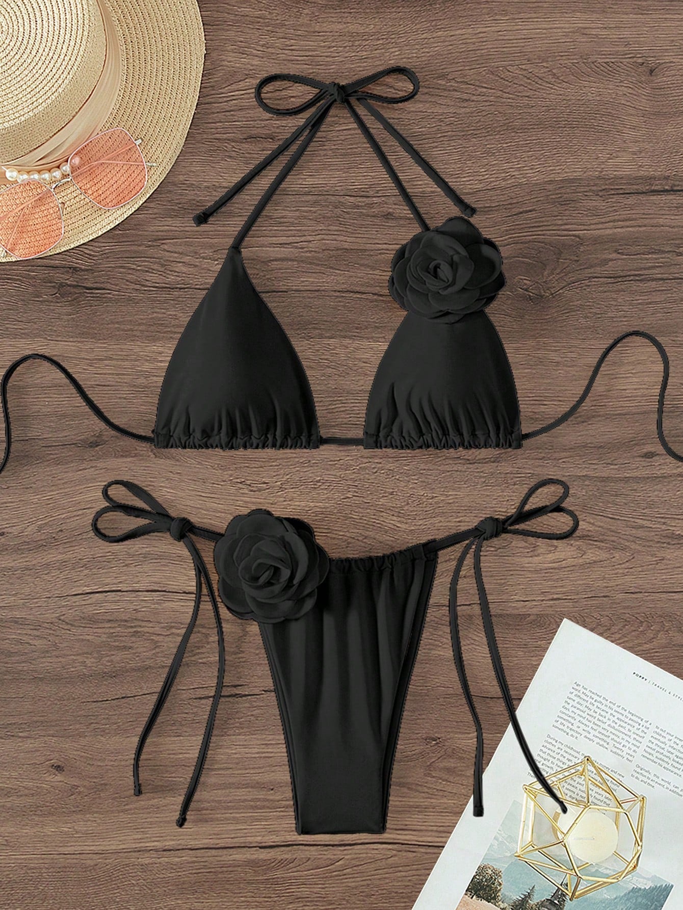 Black Rose - Triangle Bikini with push-up cups