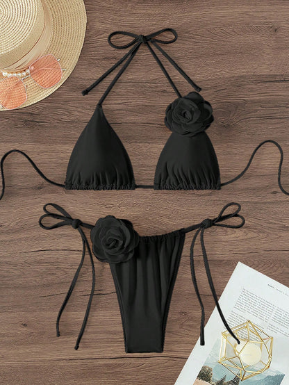 Black Rose - Triangle Bikini with push-up cups