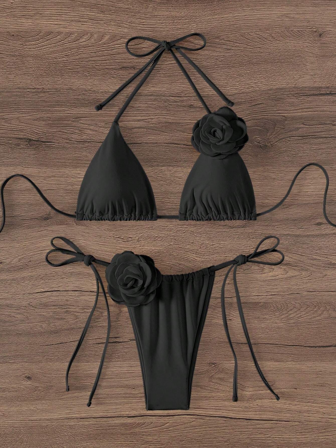 Black Rose - Triangle Bikini with push-up cups