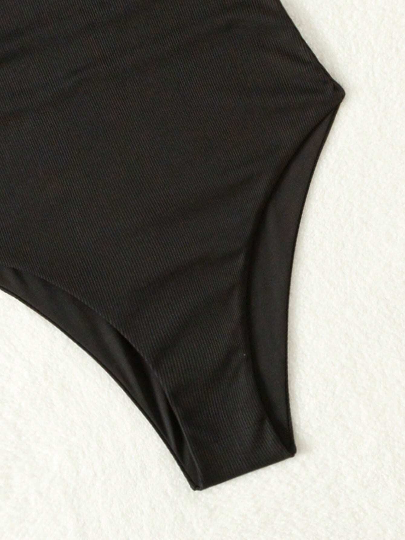 Swim Summer Beach Ladies' Solid Color Pleated One-Piece Swimsuit with Shoulder Straps