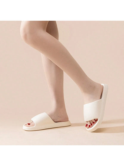 3Cm White Thick Sole Soft & Comfortable Casual Ladies House Slippers