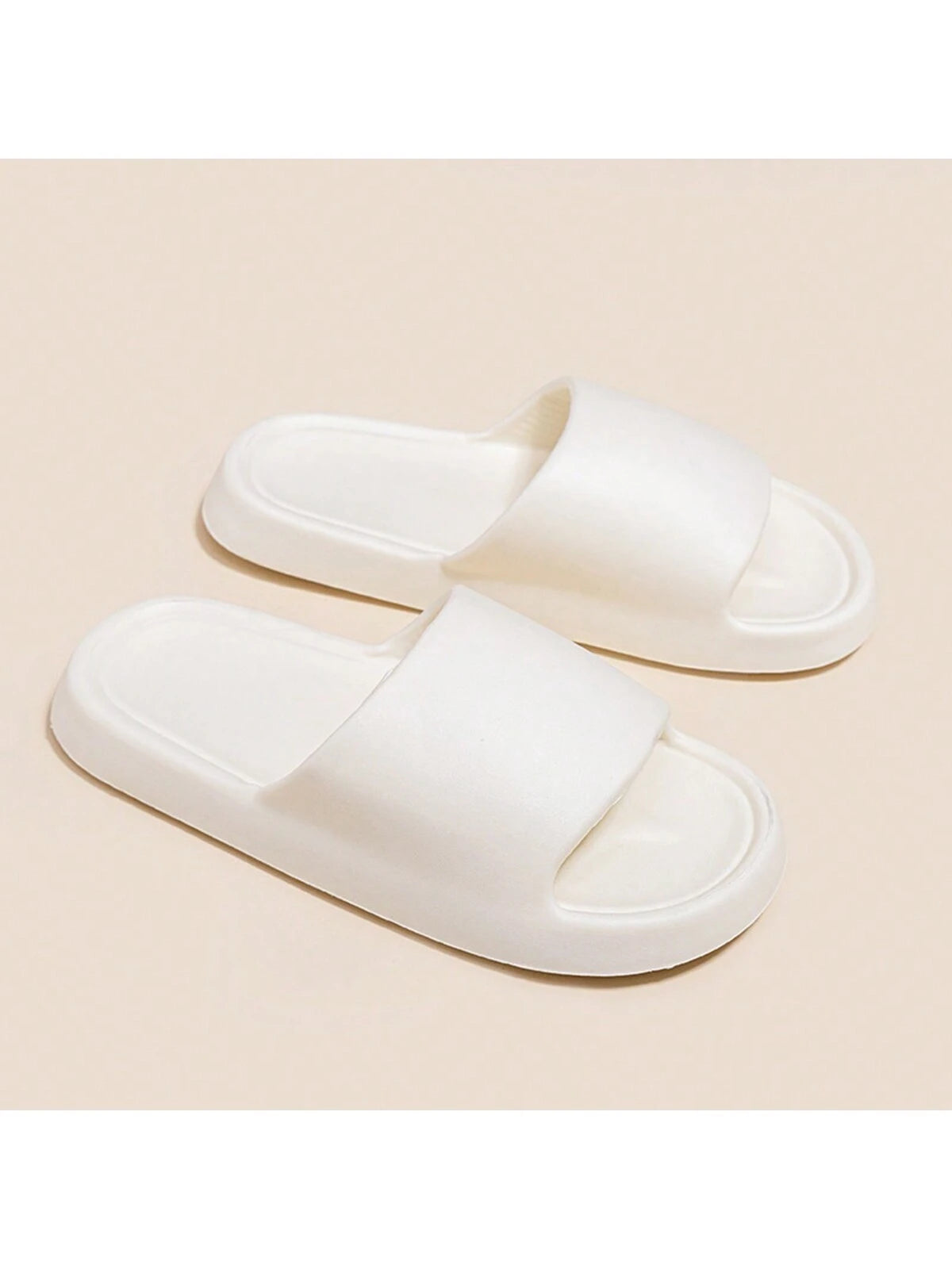 3Cm White Thick Sole Soft & Comfortable Casual Ladies House Slippers