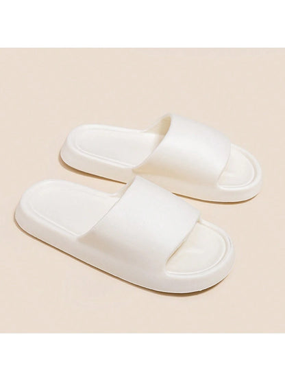 3Cm White Thick Sole Soft & Comfortable Casual Ladies House Slippers