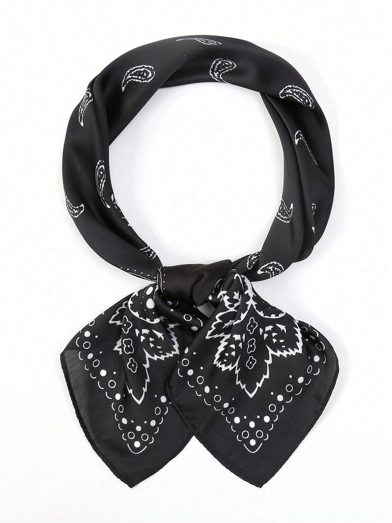 1Pc Women Bandana Style Paisley Print Silky Square Scarf Head Wrap Hair Accessory, Suitable for Daily Use