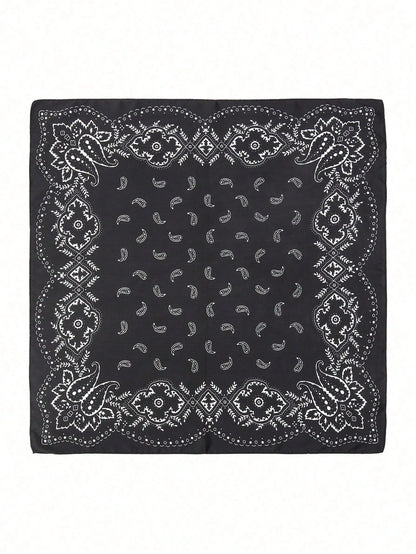 1Pc Women Bandana Style Paisley Print Silky Square Scarf Head Wrap Hair Accessory, Suitable for Daily Use