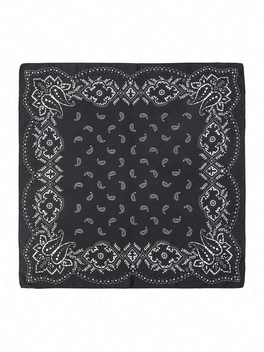 1Pc Women Bandana Style Paisley Print Silky Square Scarf Head Wrap Hair Accessory, Suitable for Daily Use