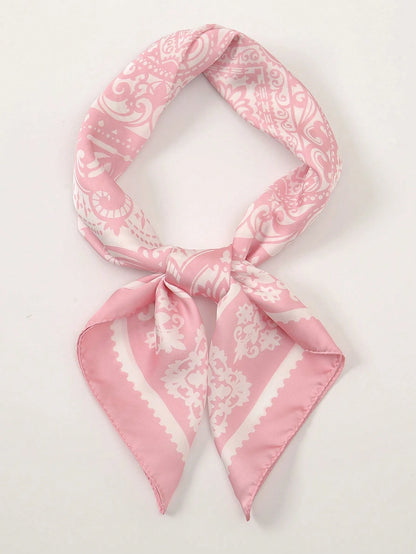 1Pc Simple Printed 70Cm Square Scarf, New Spring Bandana for Women, Versatile Waist Belt Accessory, Headband, Fashion Neckerchief