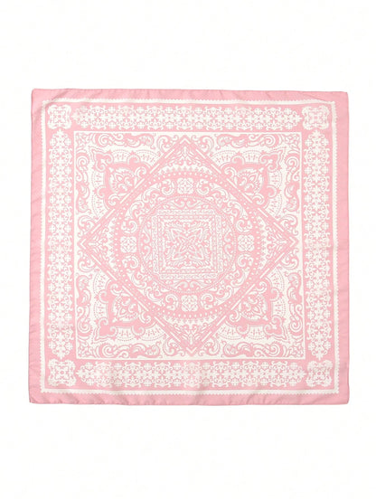 1Pc Simple Printed 70Cm Square Scarf, New Spring Bandana for Women, Versatile Waist Belt Accessory, Headband, Fashion Neckerchief