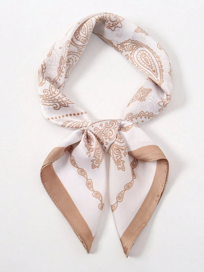 1Pc Simple Floral Printed 70Cm Square Scarf, New Classic Bandana for Women, Versatile Headband, Belt, Decor, Fashion Neckerchief