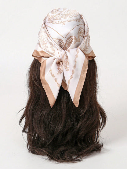 1Pc Simple Floral Printed 70Cm Square Scarf, New Classic Bandana for Women, Versatile Headband, Belt, Decor, Fashion Neckerchief