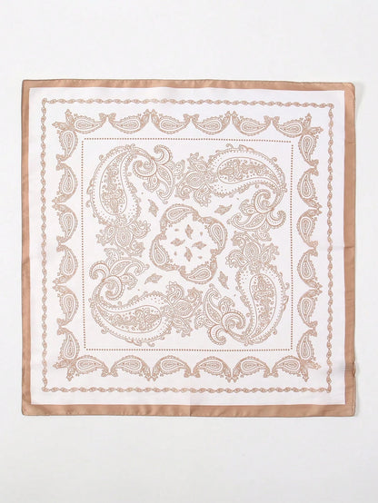 1Pc Simple Floral Printed 70Cm Square Scarf, New Classic Bandana for Women, Versatile Headband, Belt, Decor, Fashion Neckerchief