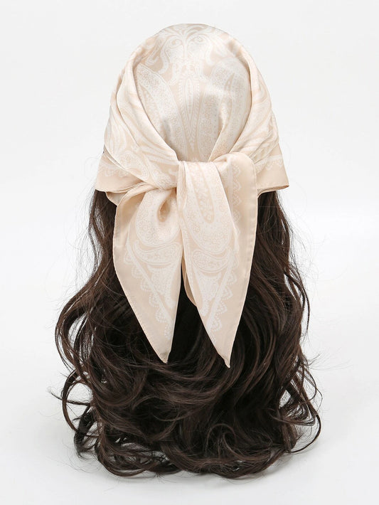 1Pc Simple Printed 70S Square Scarf, New Spring Fashion Bandana for Women, Can Be Used as Belt, Bag Decoration, Ribbon, Headband or Headscarf Bandana,Hair Band,Head Band Ideal for Dressing up Your Look