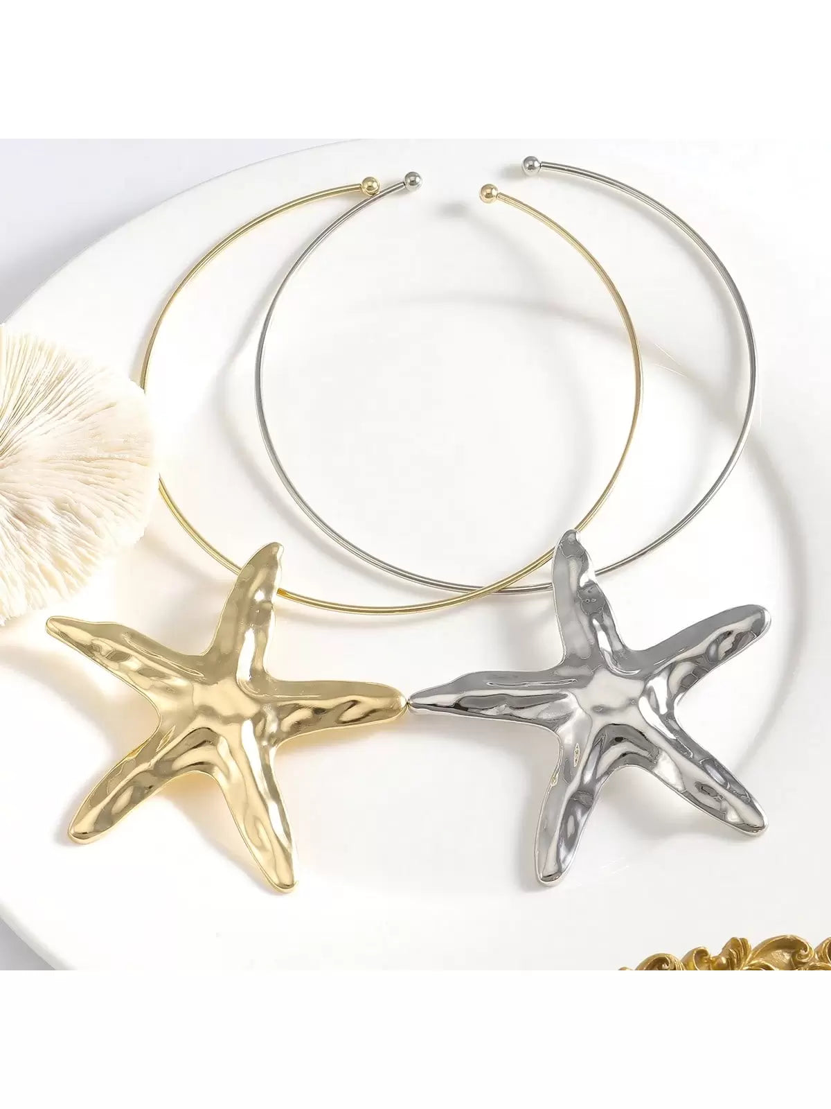 1Pc Exaggerated Unique Spiral Metallic Necklace, Perfect for Beach Vacation and Party